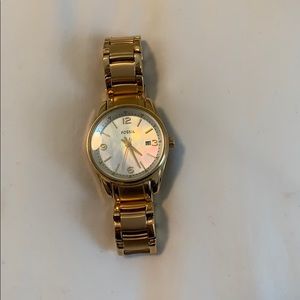 Gold Fossil Watch